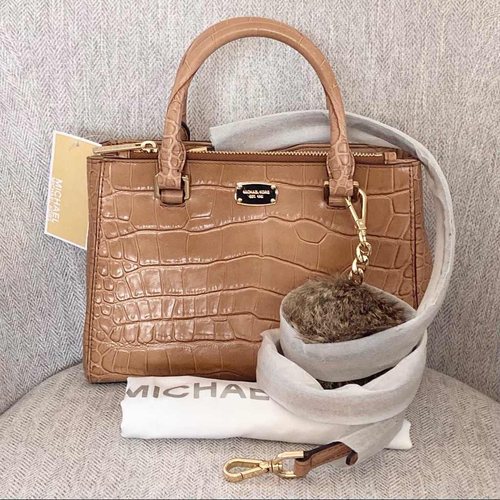 Michael Kors Kellen Satchel Croc Embossed Bag